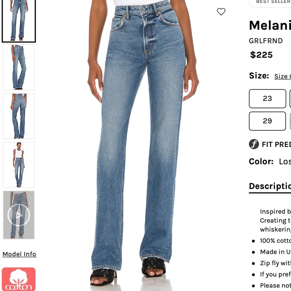 GRLFRND Melanie High Rise Boot Cut Jeans - Size 23